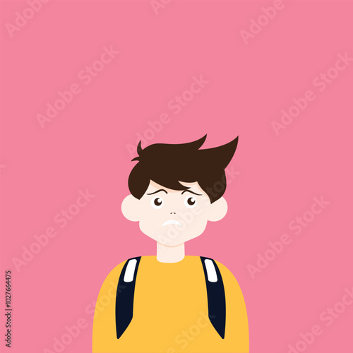 portraits of Student thoughtful people. Bundle of smart men and women thinking or solving problem. Set of pensive boys and girls surrounded by thought bubbles. Flat cartoon vector illustration.