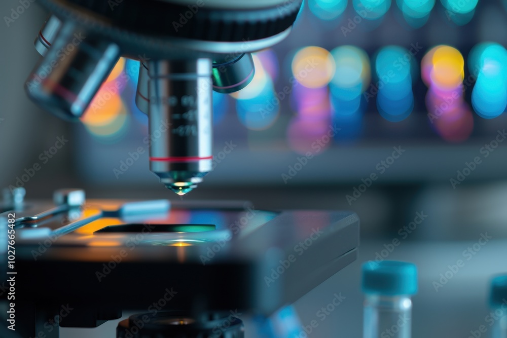 Close-up of a microscope and petri dish with DNA strands, illustrating molecular biology and genetic modification experiments, highlighting advancements in genome editing and personalized medicine Close-up of a microscope and petri dish with DNA strands, illustrating molecular biology and genetic modification experiments, highlighting advancements in genome editing and personalized medicine