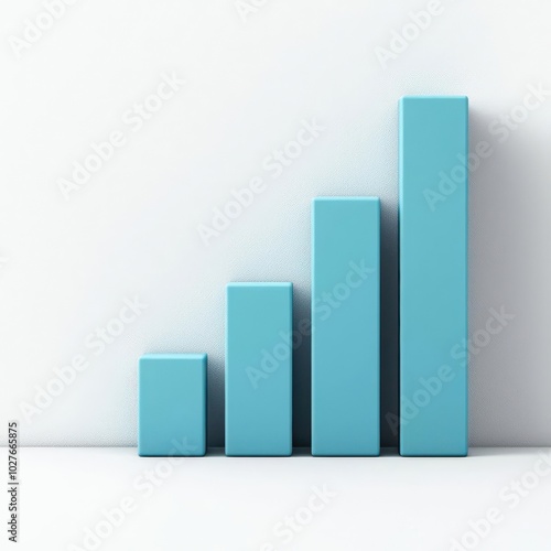 Abstract 3D bar chart rising on a white background, symbolizing business growth and success, 3D bar chart, Business growth concept