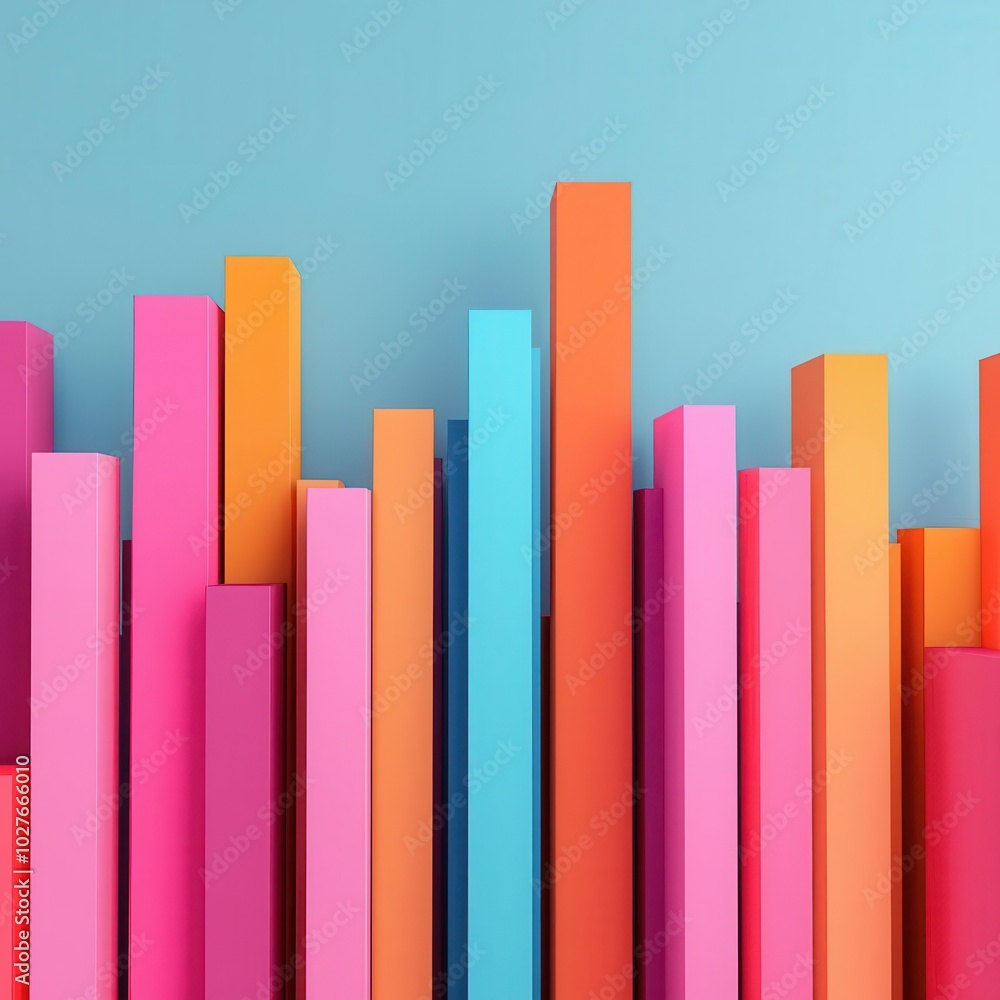 Abstract 3D bars rising geometrically, representing business progress and data analysis, Geometric data chart, Business success concept Abstract 3D bars rising geometrically, representing business progress and data analysis, Geometric data chart, Business success concept