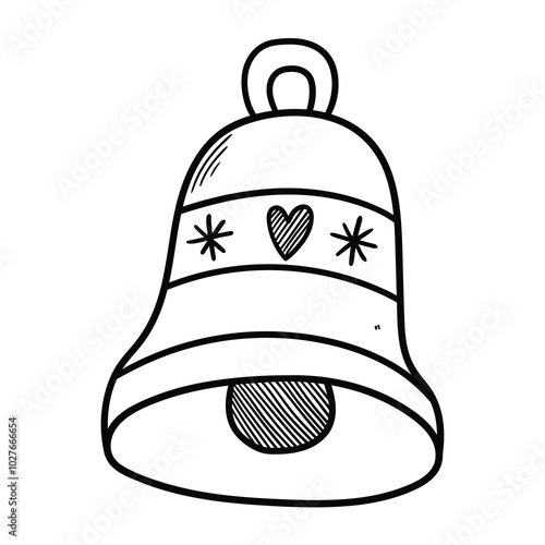 Hand drawn doodle christmas bell on white background.