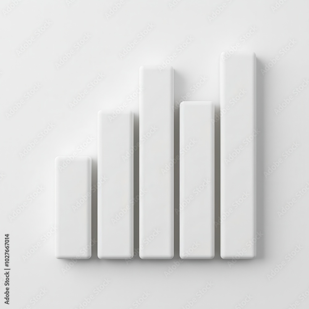 Abstract geometric 3D bars on a white background, representing financial growth and data analysis, Geometric bar chart, Financial progress Abstract geometric 3D bars on a white background, representing financial growth and data analysis, Geometric bar chart, Financial progress