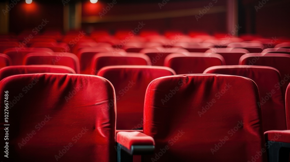 Front empty red Theater chairs cinema Front empty red Theater chairs cinema