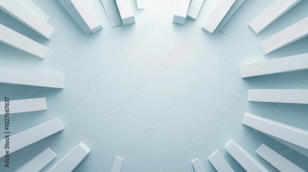 Obraz premium Abstract 3D bars piercing through a white grid, symbolizing innovation and business growth, Business innovation, 3D bar breakthrough