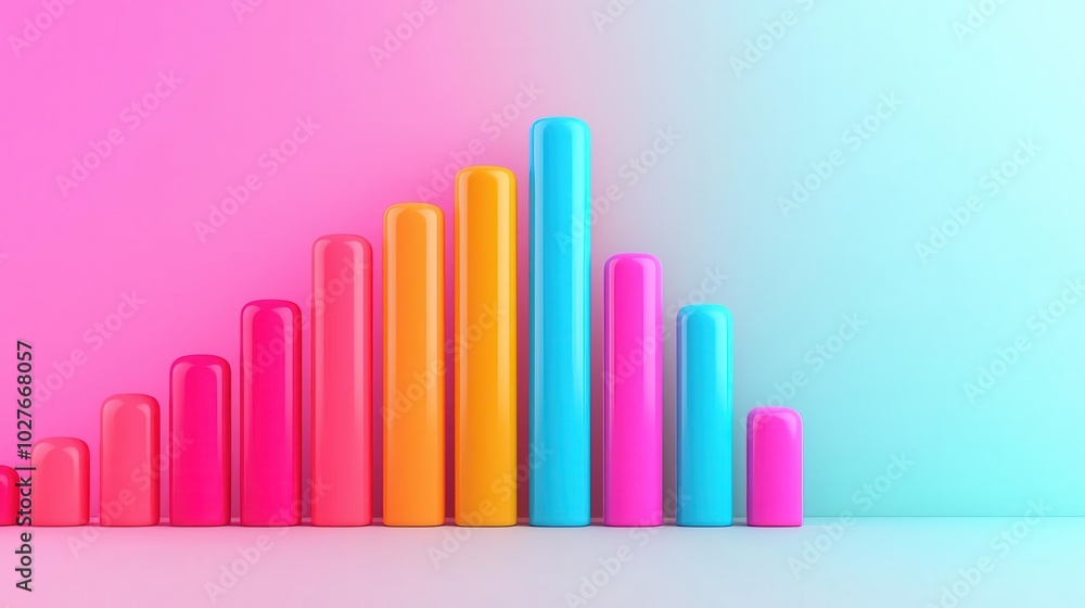 Abstract 3D bars in gradient colors, showing upward business trends on a white surface, Gradient bar chart, Business growth concept Abstract 3D bars in gradient colors, showing upward business trends on a white surface, Gradient bar chart, Business growth concept