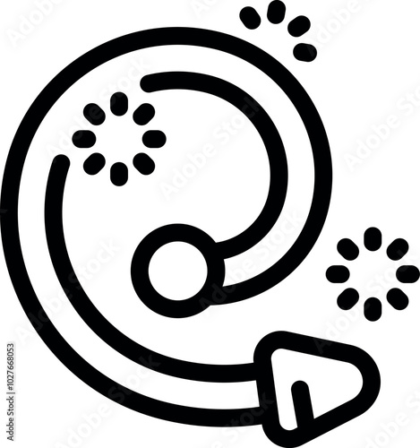 Bold line icon of a planet entering the gravitational field of a star