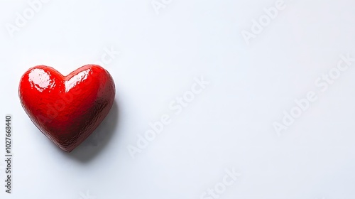 Red Heart on White Background