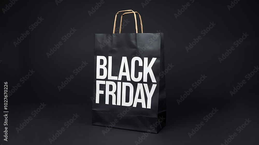 Black Friday shopping bag with white text on black background, minimalist style, excitement and anticipation for sales and deals.
Black Friday shopping bag with white text on black background, minimalist style, excitement and anticipation for sales and deals.
