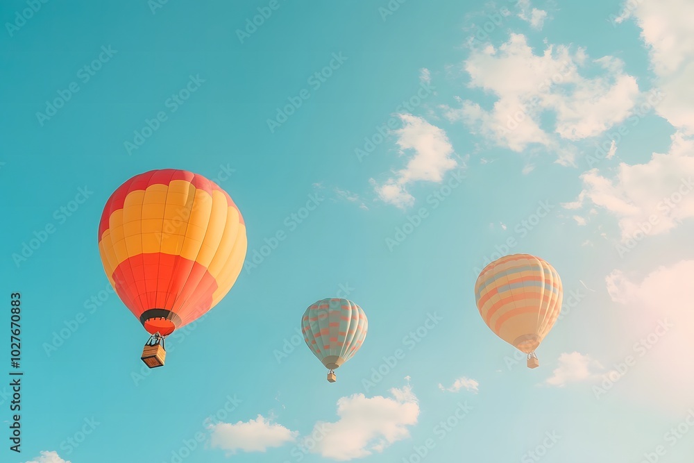 Fototapeta premium Colorful Hot Air Balloons Soaring in the Sky
