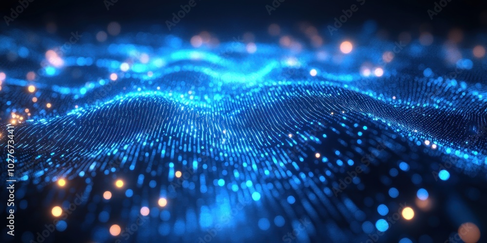 Abstract Blue Waves with Lighted Dots Design Abstract Blue Waves with Lighted Dots Design
