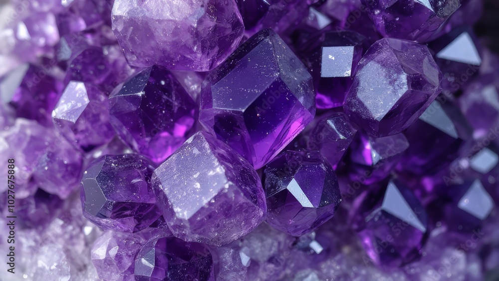 Fototapeta premium group of lavender amethyst crystals, showcasing its sparkling facets