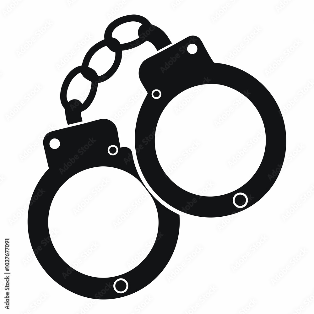 Realistic Handcuff Silhouette Vector Design Realistic Handcuff Silhouette Vector Design