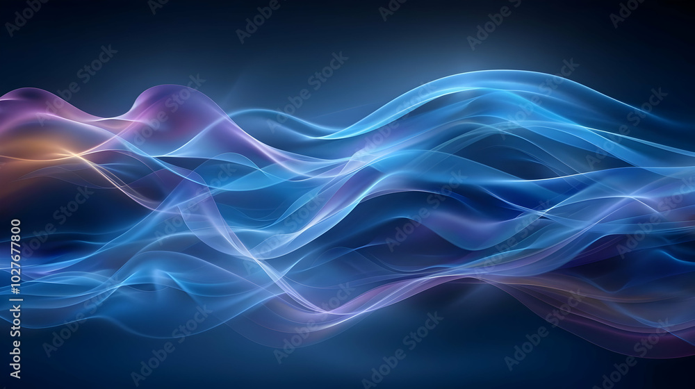 Abstract Blue and Purple Waves on a Dark Blue Background - Abstract Background Illustration Abstract Blue and Purple Waves on a Dark Blue Background - Abstract Background Illustration