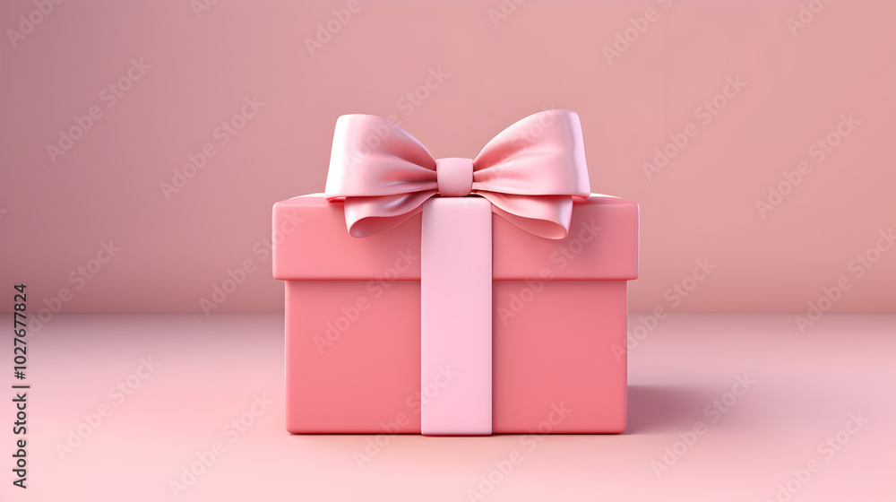 Luxurious Pink Gift Box on a Clean Pink Background Luxurious Pink Gift Box on a Clean Pink Background