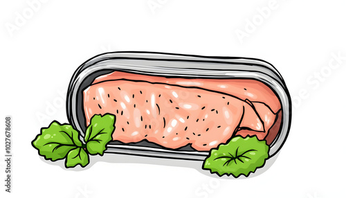 Canned tuna fillet for salad isolated with white highlights, png photo