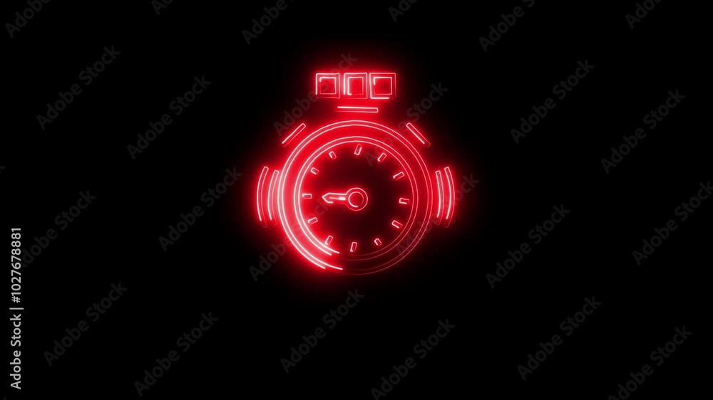 Glowing Neon clock Efficiency Measures Free Icon Isolated on Black Background. HD Video Motion Graphic Animation Glowing Neon clock Efficiency Measures Free Icon Isolated on Black Background. HD Video Motion Graphic Animation