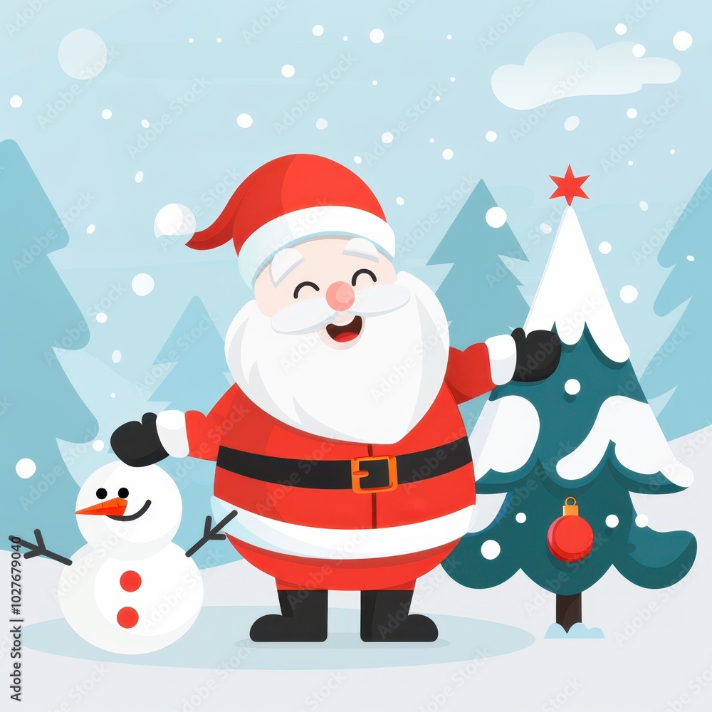 santa claus and snowman in the snow santa claus and snowman in the snow