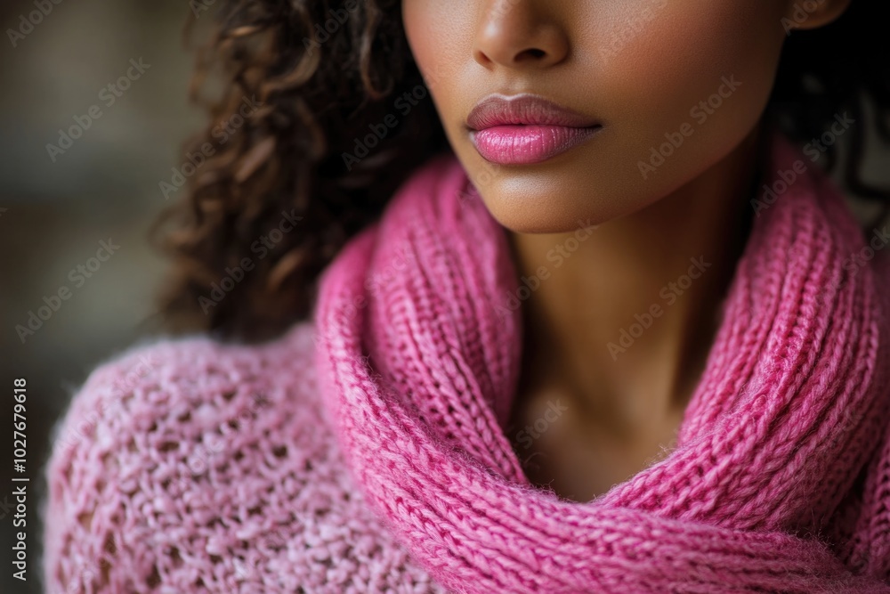 Breast Cancer Awareness Month, woman in pink t-shirt and pink ribbon to support people. ai generated