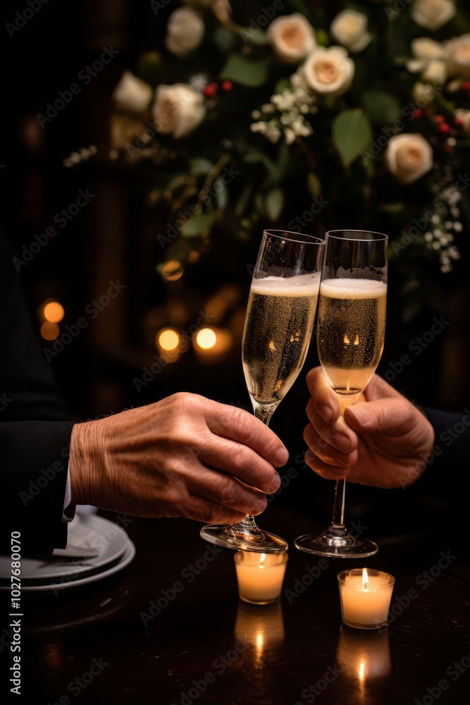 two people toasting with champagne glasses two people toasting with champagne glasses