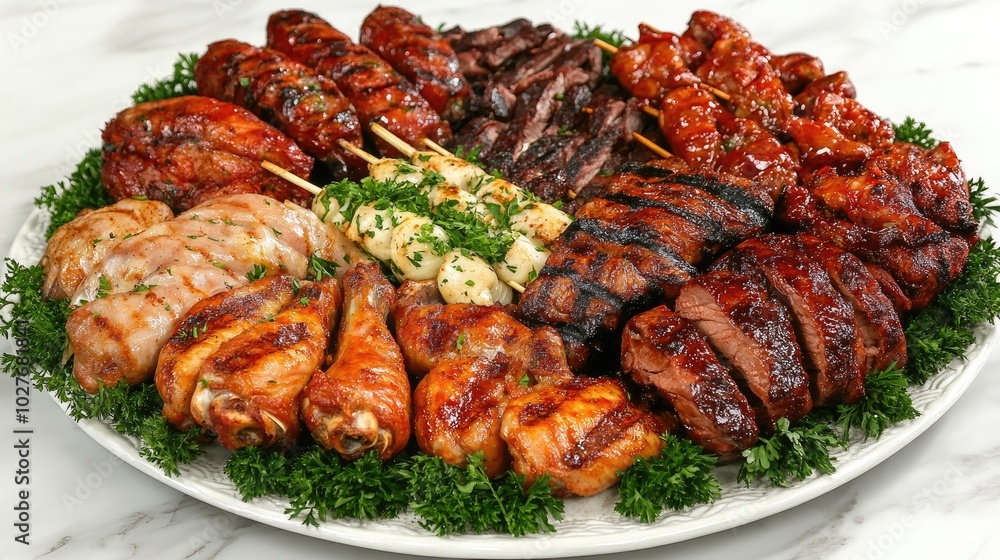 Assorted Grilled Meats on a Platter Assorted Grilled Meats on a Platter