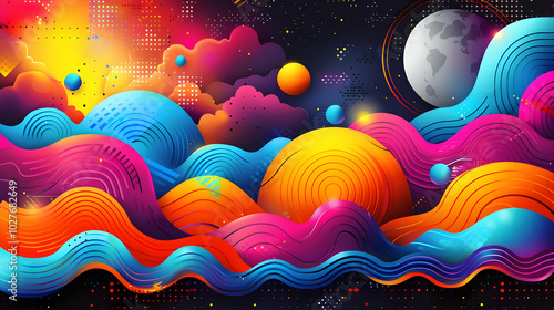 Abstract Background with Colorful Wavy Shapes