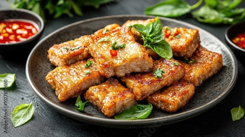 Crispy Golden Fried Dish on Dark Plate