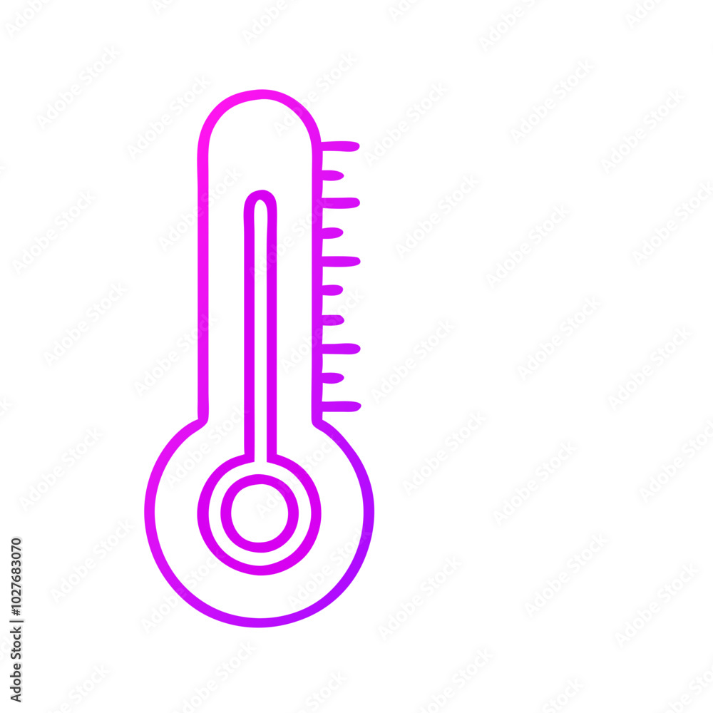 Thermometer icon in bright purple color on white background Thermometer icon in bright purple color on white background