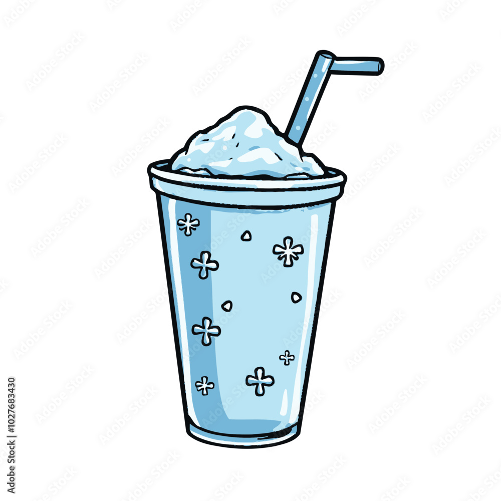 Cartoon Drawing of a Blue Milkshake Cartoon Drawing of a Blue Milkshake