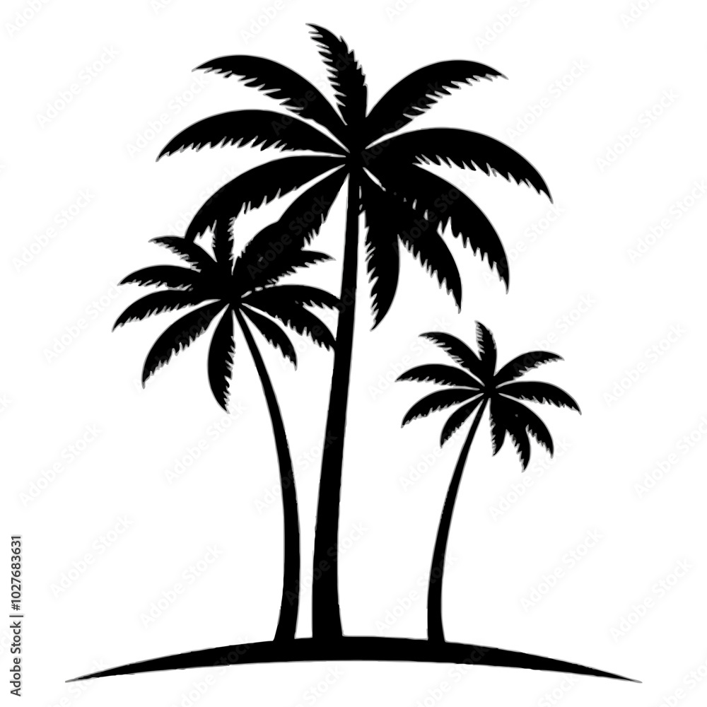 Fototapeta premium Tropical Palm Trees Silhouette on Transparent Background