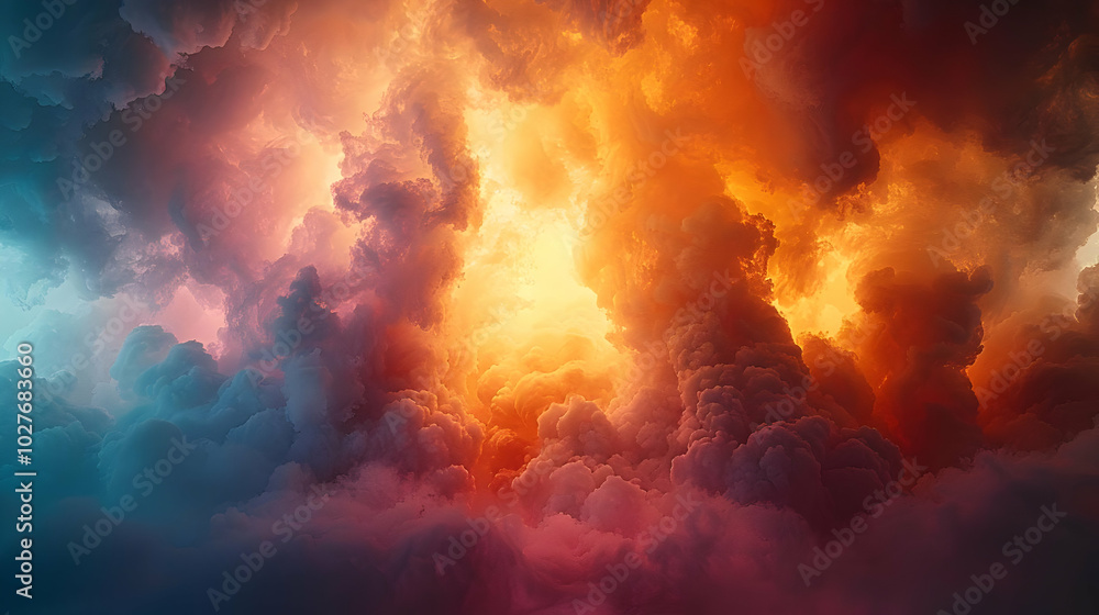 Abstract Cloud Background with Vivid Orange and Blue Hues Abstract Cloud Background with Vivid Orange and Blue Hues
