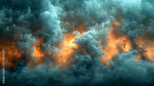 Wallpaper Mural Abstract Background with Teal and Orange Smoke Torontodigital.ca