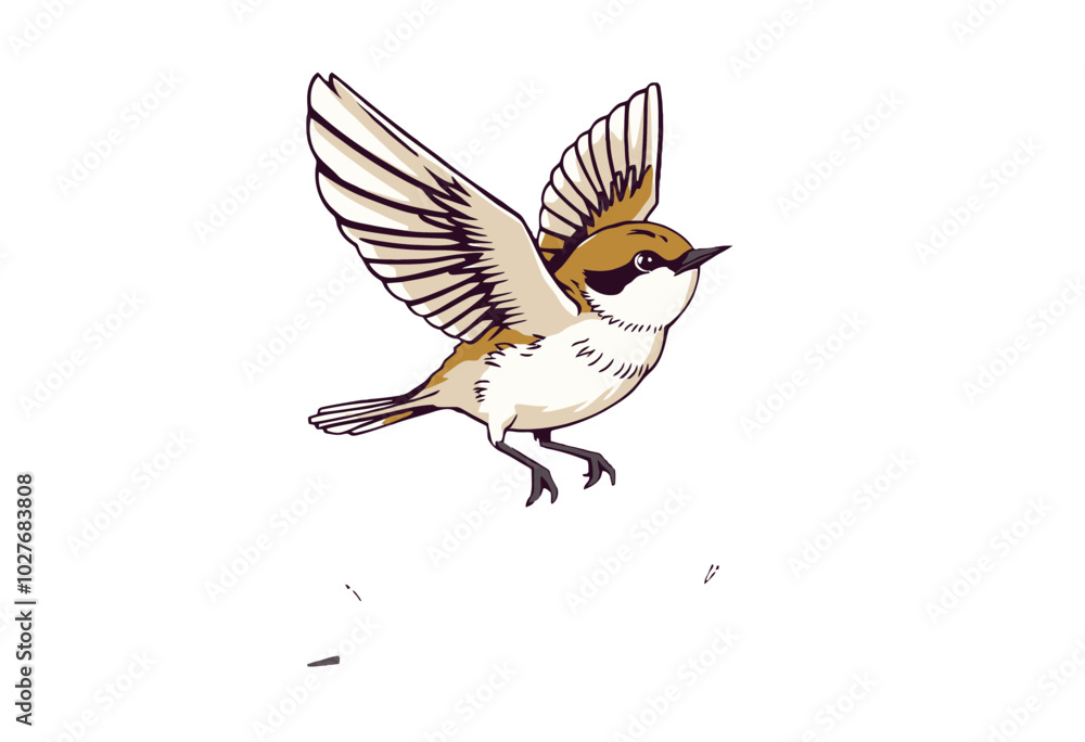 Fototapeta premium Flying bird, illustration on transparent background.