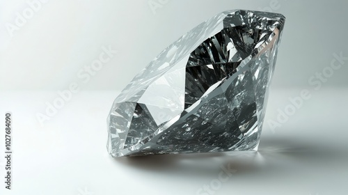 A stunning crystal diamond reflecting light in a minimalistic setting