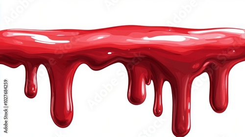 Dripping red paint creating a visually striking effect on a white background