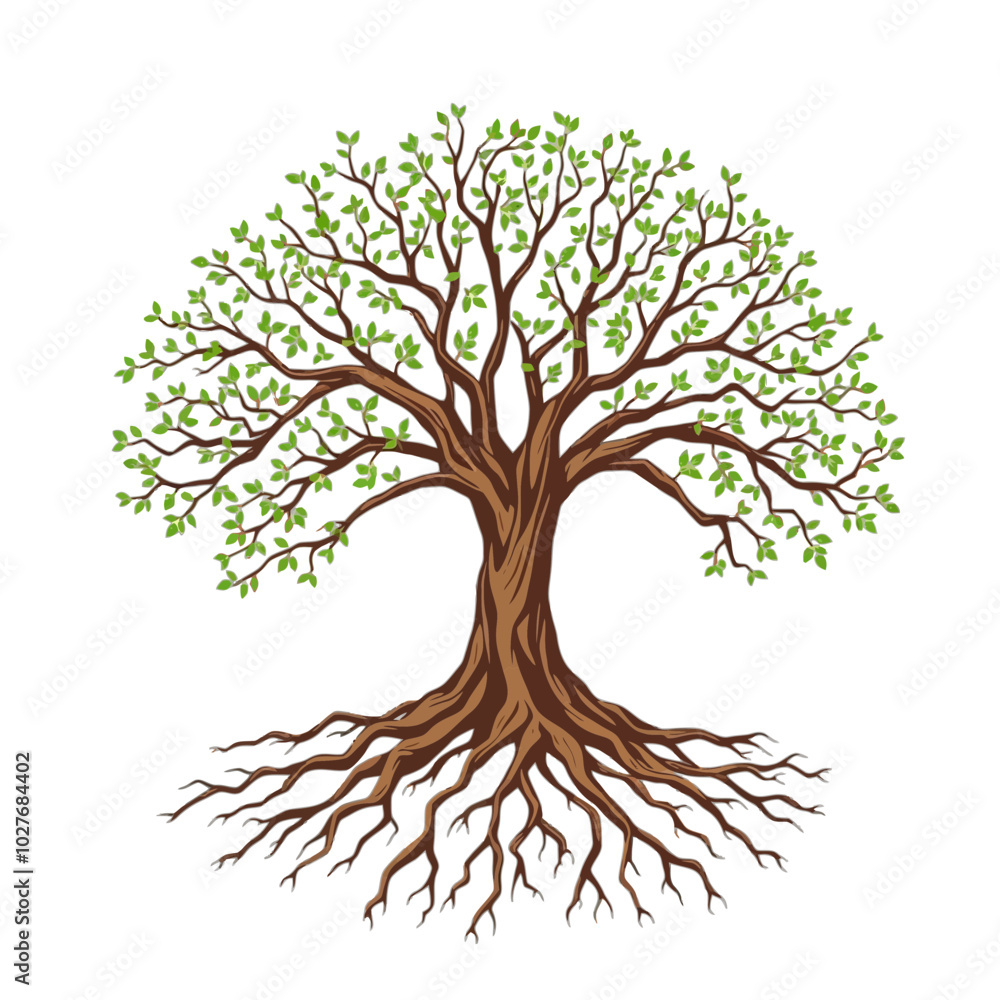 Fototapeta premium Illustration of Tree with Visible Roots