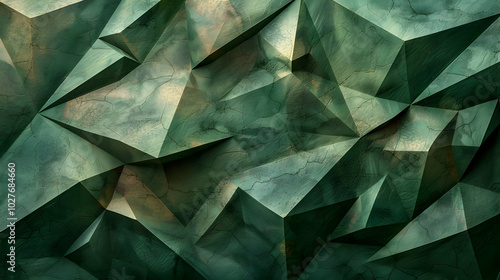 Abstract Green Cracked Geometric 3D Background