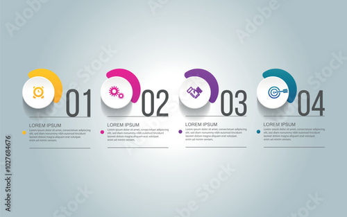 Business infographic process strategy with 4 steps
