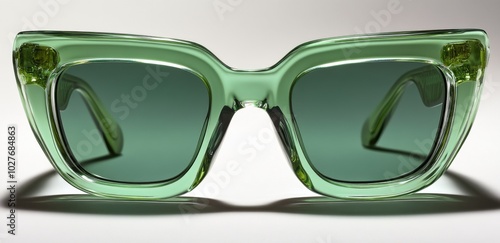 Stylish green sunglasses displayed against a neutral background showcasing mo...
