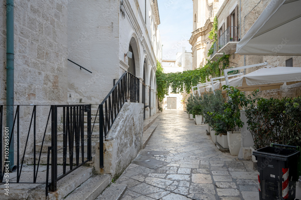Pedestrian street in the historic center of Monopoli Italy Pedestrian street in the historic center of Monopoli Italy
