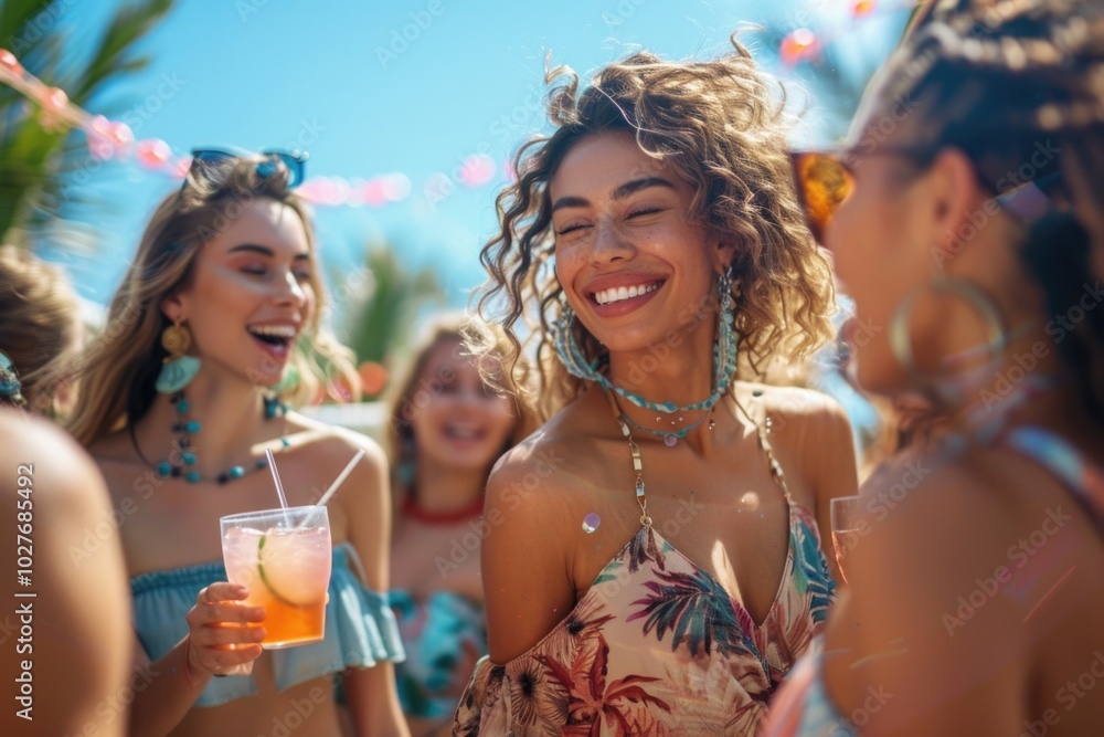 Tropical Beach Party Vibes: Youthful Joy and Sunny Celebration
