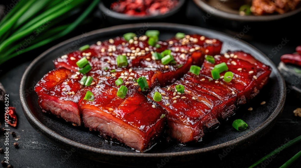 Juicy Barbecue Pork with Green Onions and Spices Juicy Barbecue Pork with Green Onions and Spices