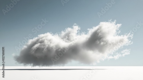 Fluffy white cloud floating under a bright light in an indoor setting, creati...