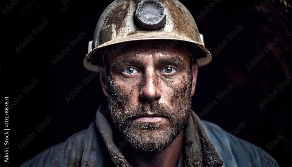A coal miner emerging from a dark shaft, face covered in soot, exhausted but determined, A coal miner emerging from a dark shaft, face covered in soot, exhausted but determined,