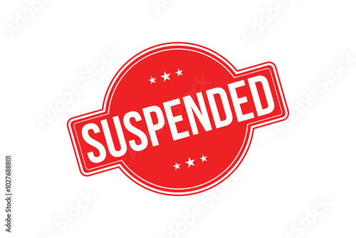 Suspended rubber stamp on white background