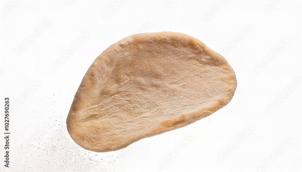 Hands flipping and spinning raw pizza dough to push or expand the dough outward without having to worry about putting fingers through the dough and help the crust retain moisture. Isolated on white Hands flipping and spinning raw pizza dough to push or expand the dough outward without having to worry about putting fingers through the dough and help the crust retain moisture. Isolated on white