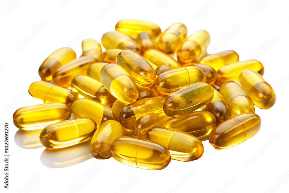 Pile of Golden Fish Oil Capsules for Health Pile of Golden Fish Oil Capsules for Health