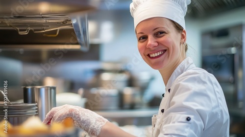 Wallpaper Mural Smiling pastry chef working in a professional kitchen Torontodigital.ca