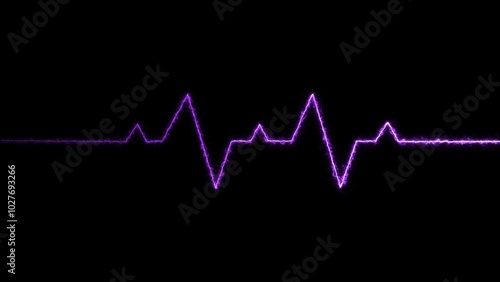 heartbeat icon purple color 4k illustration. Neon beautiful love heartbeat 4k illustration black background.