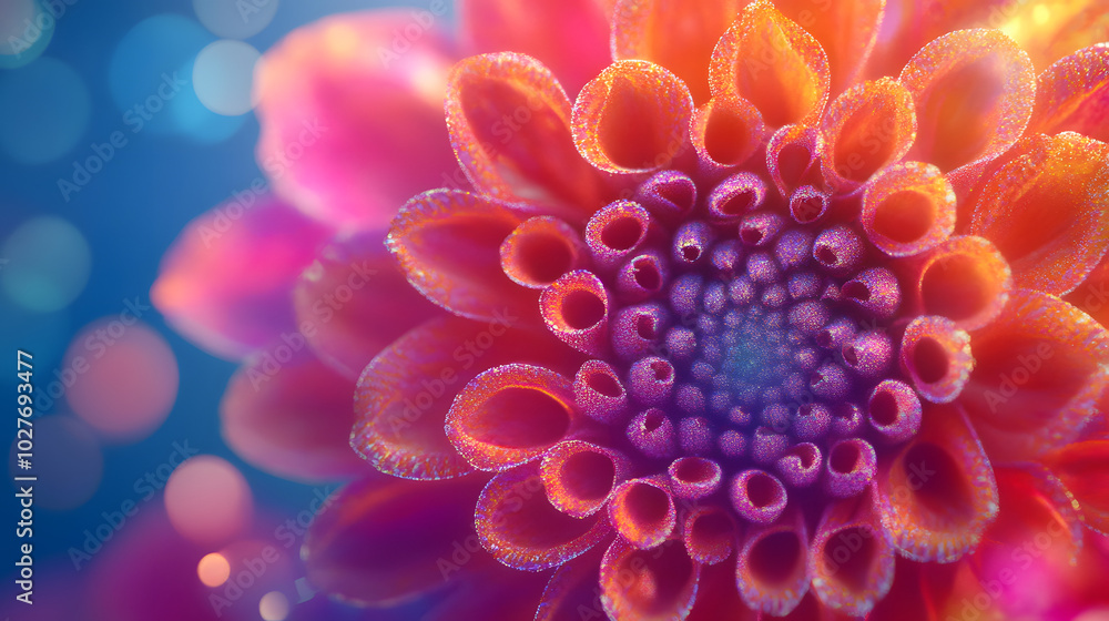 A Dreamy and Vibrant Close-Up of an Exotic Flower in Radiant Neon Shades A Dreamy and Vibrant Close-Up of an Exotic Flower in Radiant Neon Shades