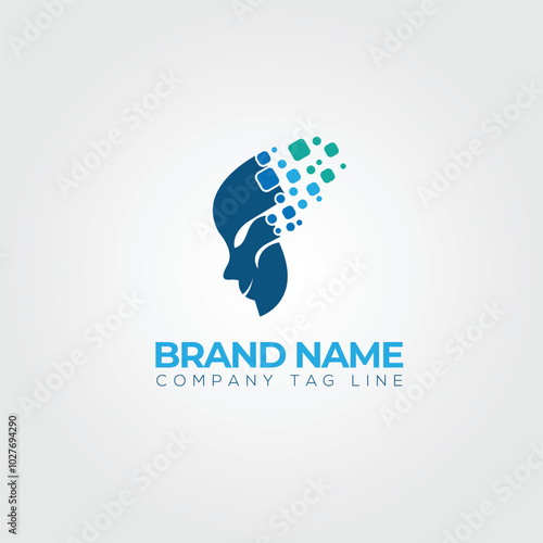 Digital data system security logo design vector